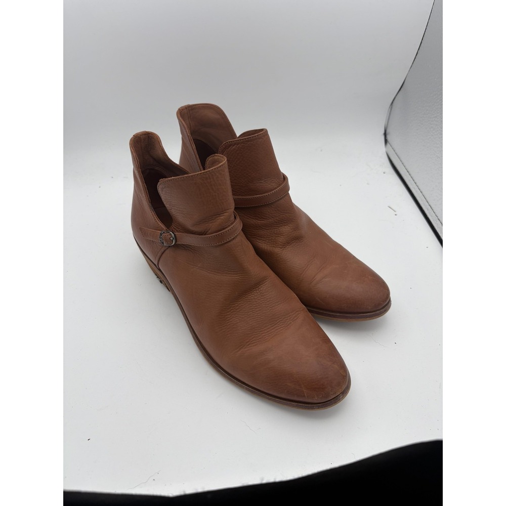 Sam Edelman Boots Womens Size 8 Brown Leather Ankle Booties Buckle Low Heel